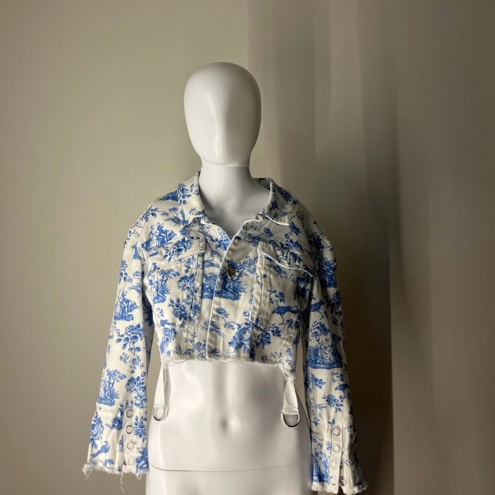 Blue and White Floral Cropped toile - by for love & lemons